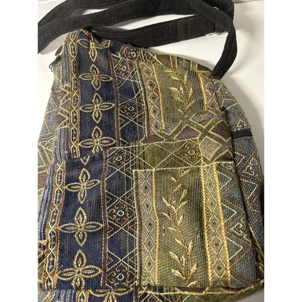 Vintage Danny K. USA Woven Tapestry Crossbody Purse Multicolor Patchwork BOHO